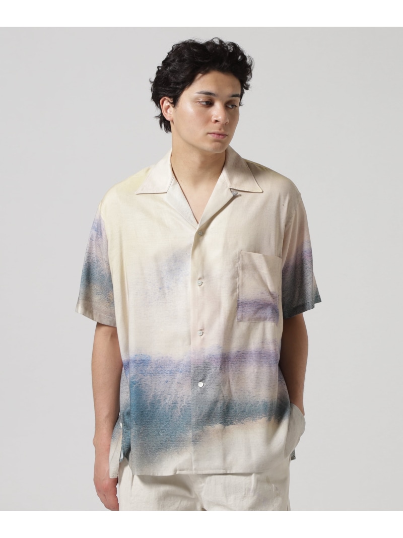 YOKE 23SS オープンカラーシャツ イエロー YOKE - ヨーク23AW PRINTED OPEN COLLAR SHIRT (YK23FW0556SH