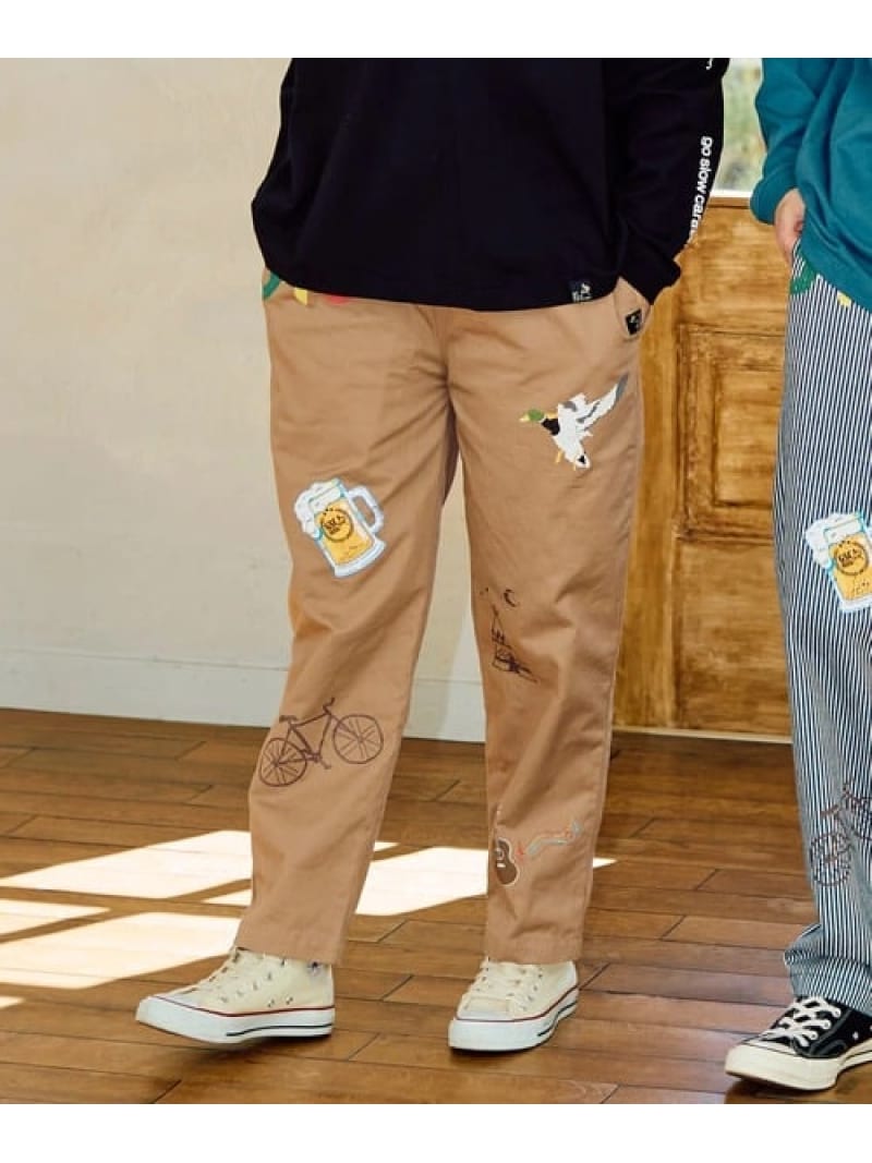 【SALE／30%OFF】go slow caravan 断ち身プリントイージーパンツ (MENS/WOMENS) ゴースローキャラバン パンツ その他のパンツ ブルー ベージュ【RBA_E】【送料無料】 6,745円
