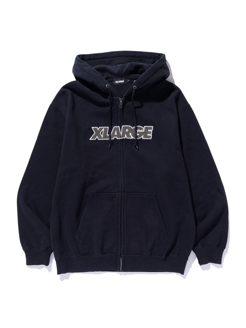 XLARGE STANDARD LOGO ZIP UP HOODED SWEATSHIRT エクストララージ トップス スウェット・トレーナー 赤銅色 薄墨色 米国海軍 黒いこと【貨物輸送無料】
