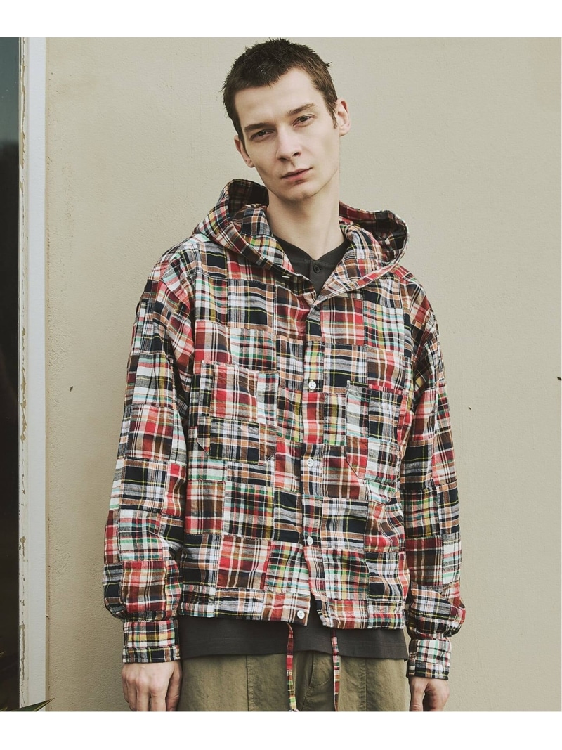 JOURNAL STANDARD パッチ マドラス チェック フーディ シャツ ジャーナル スタンダード トップス シャツ・ブラウス ブルー オレンジ ブラック【送料無料】