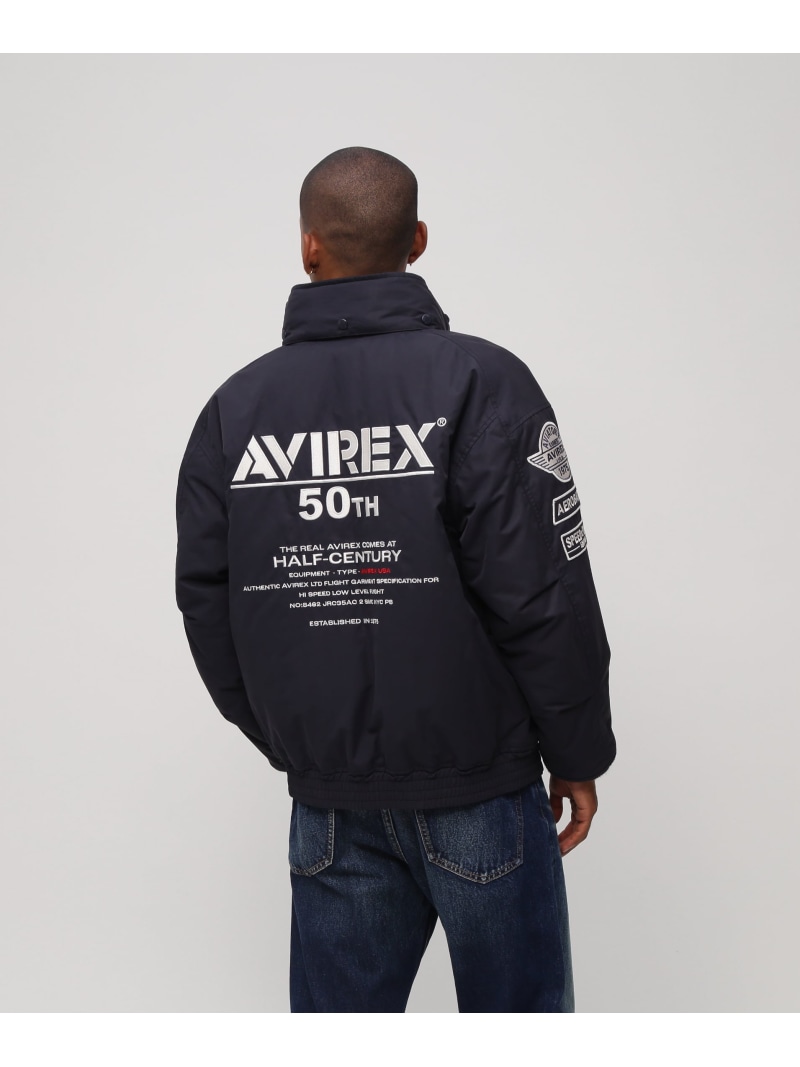 AVIREX 《50th Anniversary》NYLON STAND BLOUSON アヴィレックス ジャケット・アウター ブルゾン・ジャンパー ネイビー ブラック オレンジ【送料無料】