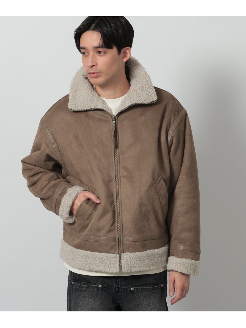【SALE／10%OFF】LAKOLE スエードリバーシブルボアブルゾン ラコレ ジャケット・アウター ブルゾン・ジャンパー ブラウン ブラック【RBA_E】【送料無料】