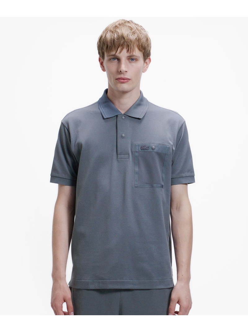 LACOSTE メッシュポケットワントーンポロシャツ ラコステ トップス ポロシャツ ブラック ホワイト グレー【送料無料】| Fashion Men