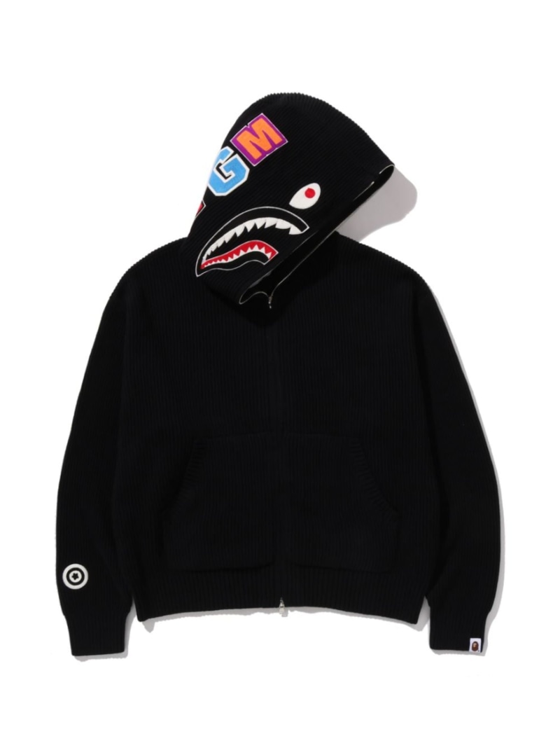 A BATHING APE アベイシングエイプ 青 グレー フード付ロンT M A BATHING APE アベイシングエイプ 青 グレー フード付ロンT M