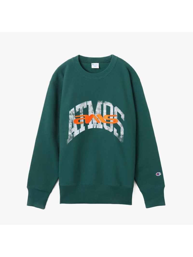 atmos Champion x atmos REVERSE WEAVE Crew Neck Sweatshirt GREEN アトモス トップス スウェット・トレーナー 緑であること【貨物輸送無料】
