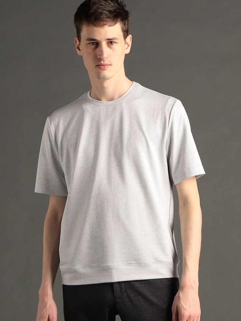 MONSIEUR NICOLE メランジジャカード クルーネックレギュラーフィットTシャツ ニコル トップス カットソー・Tシャツ ブラック ブルー ベージュ ホワイト【送料無料】
