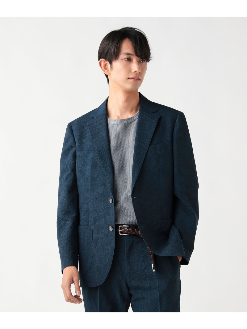 【SALE/30%OFF】BEAMS HEART MEN 【7/2新規値下げ】デニムプリント シアサッカー 2ボタン ジャケット(セットアップ対応) ビームス ハート ジャケット・アウター テーラードジャケット・ブレザー ネイビー ブルー【RBA_E】【送料無料】| Fashion Men