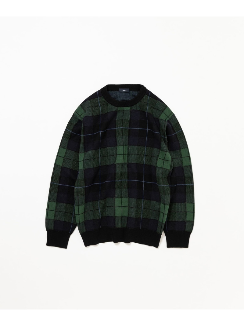 【SALE／30%OFF】SHIPS MEN SHIPS: コットン カシミヤ クルーネック SHIPSタータン ニット シップス トップス ニット ネイビー【RBA_E】【送料無料】｜ Fashion Men
