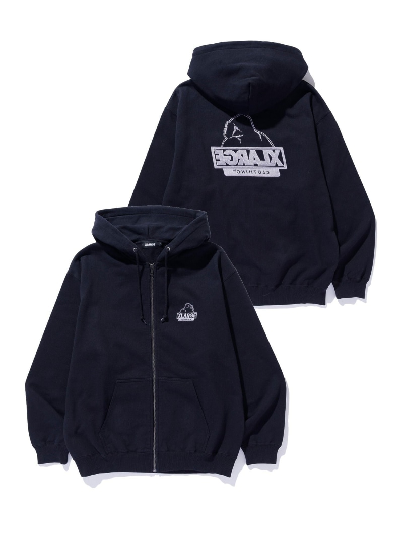 XLARGE BACKSIDE OG ZIP UP HOODED SWEATSHIRT エクストララージ トップス スウェット・トレーナー 薄墨色 黒いこと パープル【貨物輸送無料】