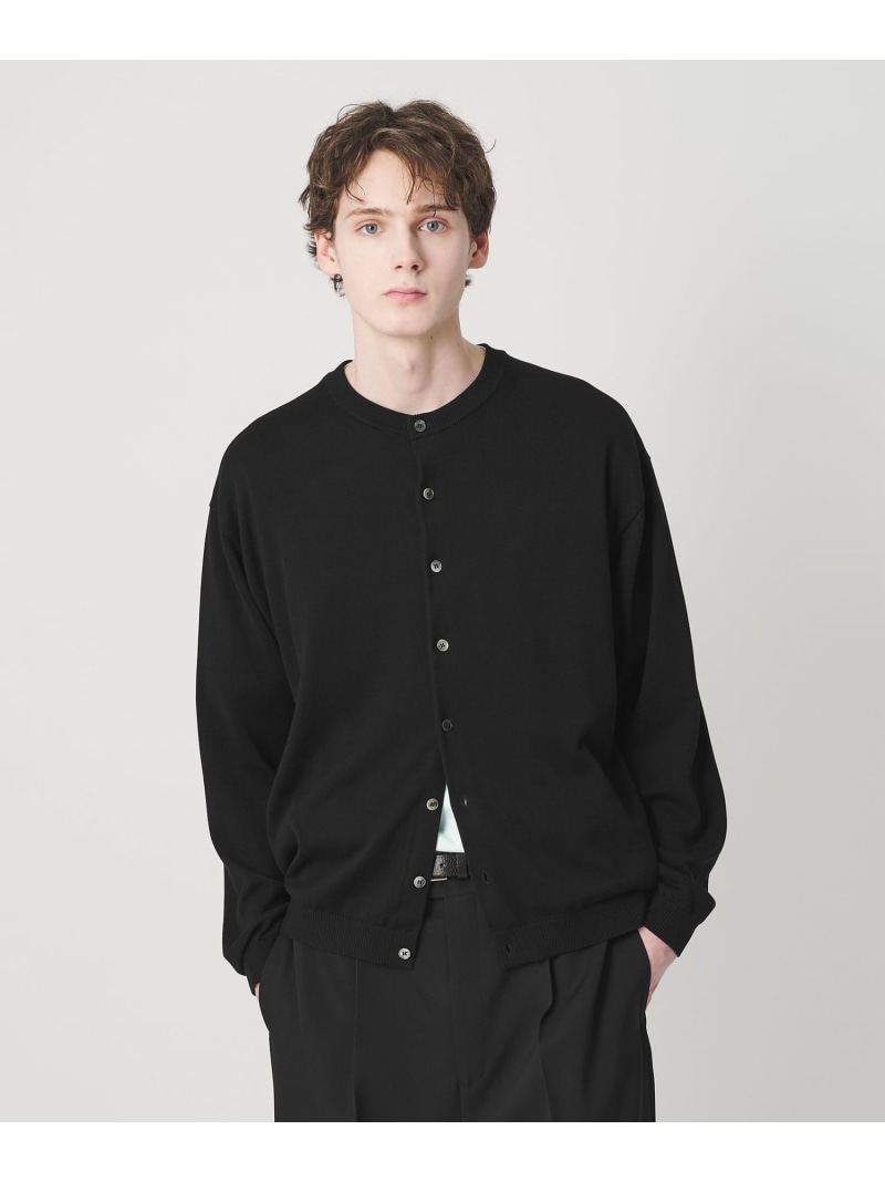 BEAUTY&YOUTH UNITED ARROWS コットン 8B クルーネック カーディガン ビューティー＆ユース　ユナイテッドアローズ トップス カーディガン グリーン ブラック【送料無料】