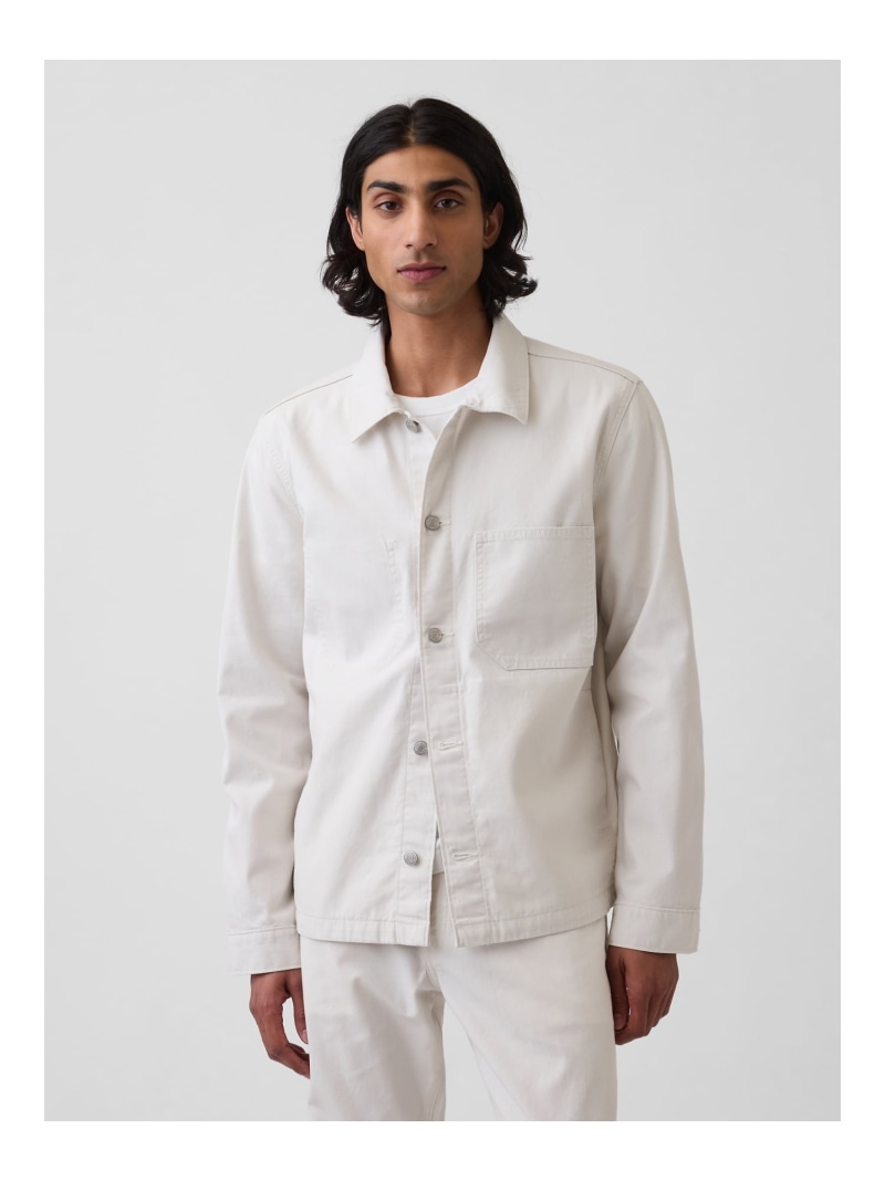 GAP (U)帆布 伸び伸びする填まる シャケット 透き間 トップス プルオーバー・トップ 白いこと【貨物輸送無料】