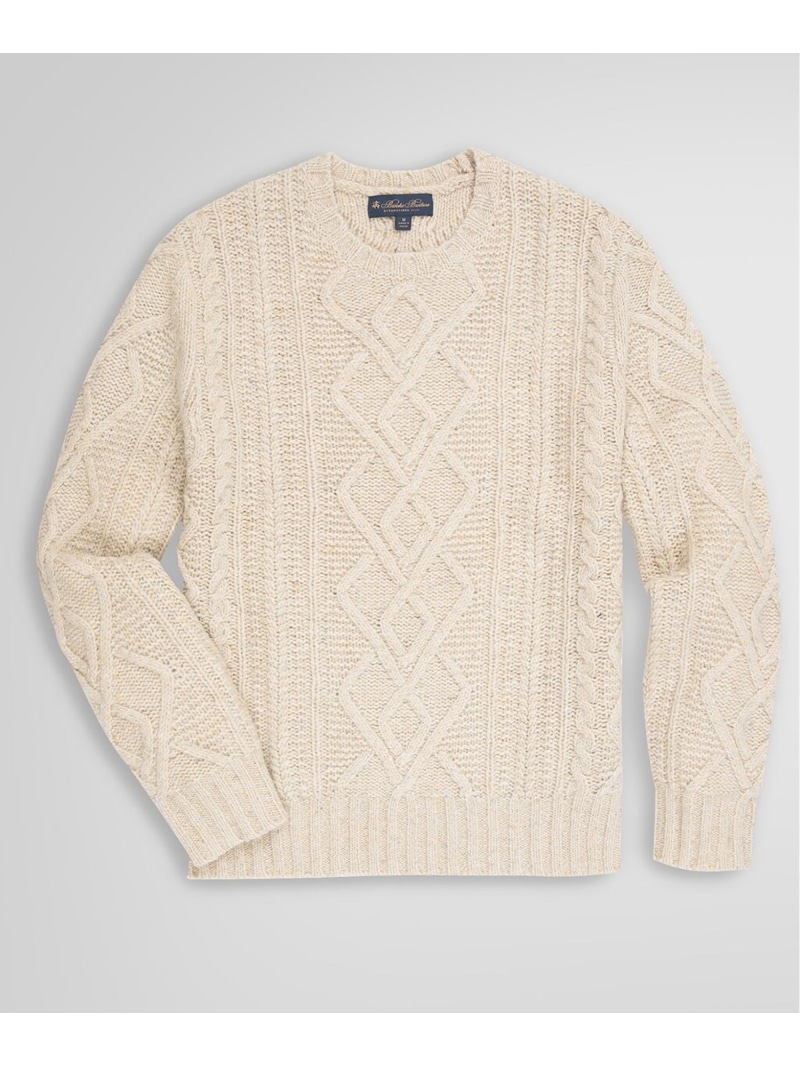 【SALE／30%OFF】BROOKS BROTHERS メリノウール ドネガル アラン有線テレビ クルーネックセーター ブルックス ブラザーズ トップス 編み物 白いこと【RBA_E】【貨物輸送無料】