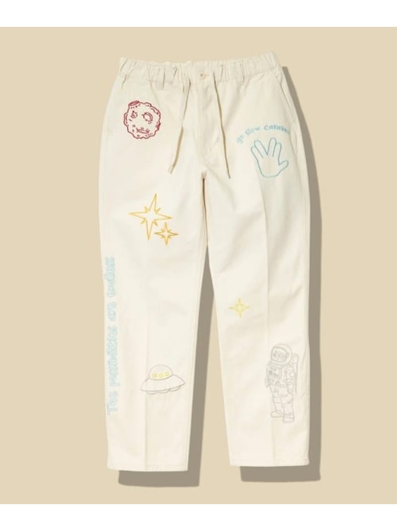 go slow caravan ツイルピーチ起毛刺繍ワークパンツ (MENS) ゴースローキャラバン パンツ その他のパンツ ネイビー グリーン ベージュ【送料無料】