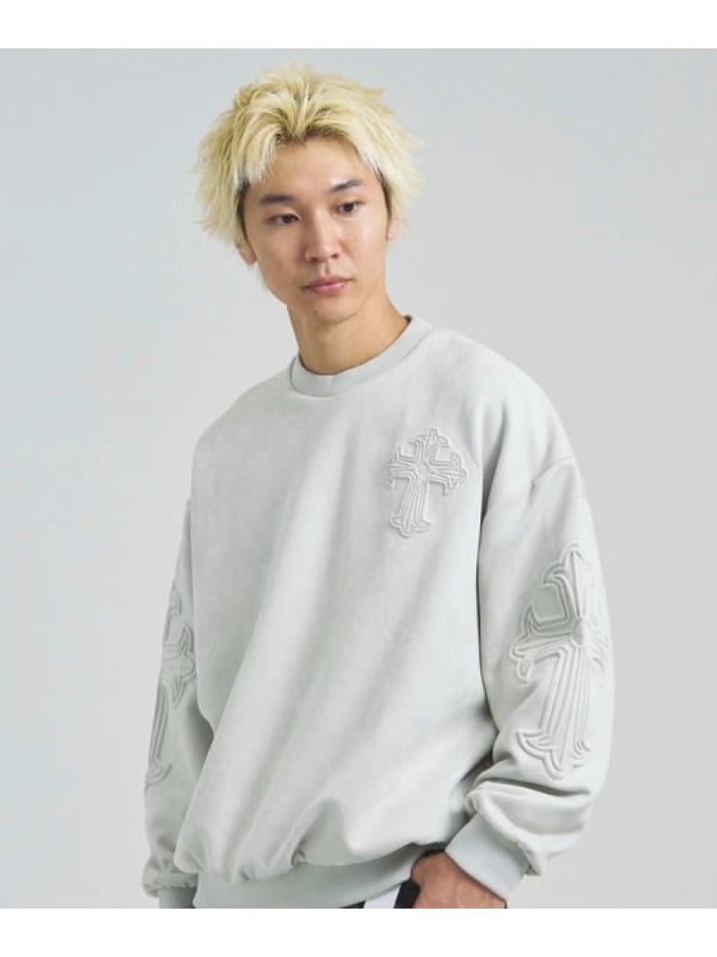 GALLIS ADDICTION GA SUEDE EMBOSS CREW(MENS) ジャックローズ トップス スウェット・トレーナー ホワイト ブラック【送料無料】