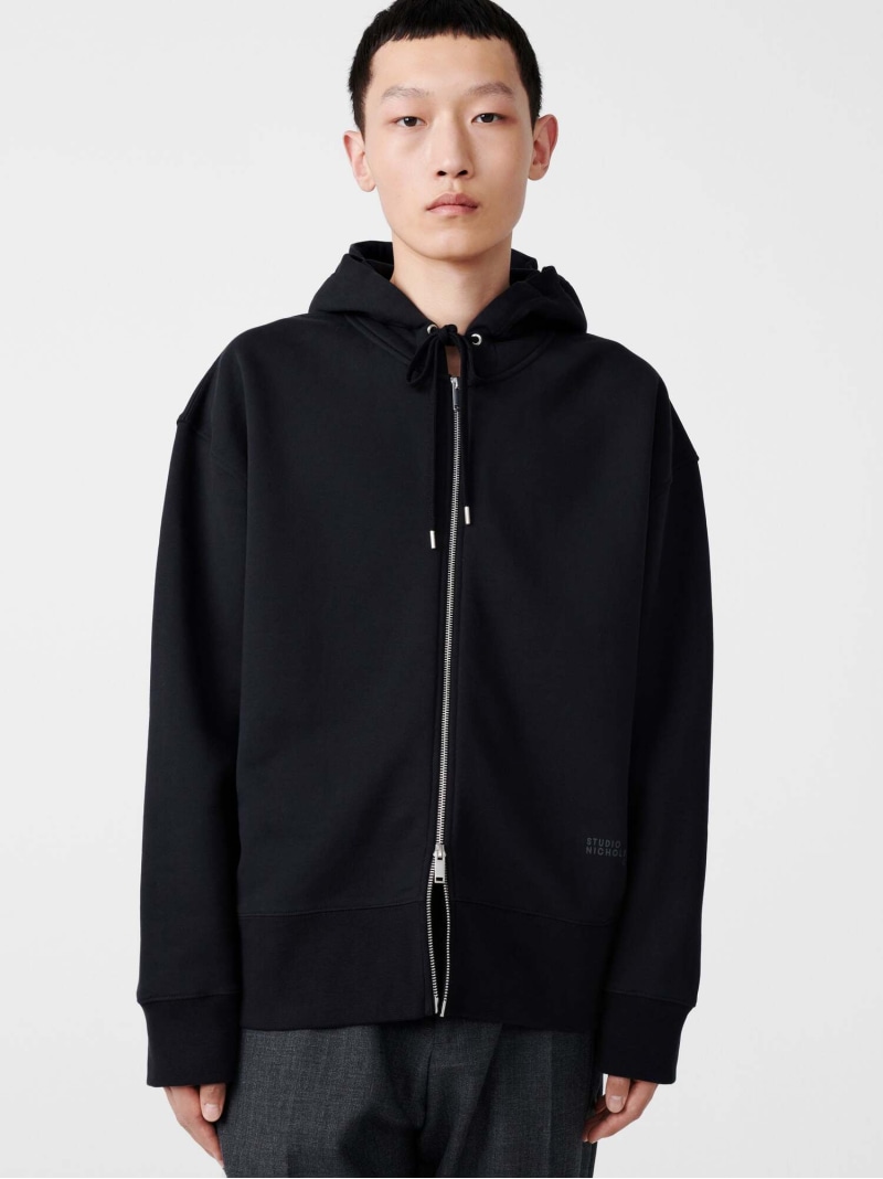 STUDIO NICHOLSON COVA LOGO JERSEY スタジオニコルソン トップス パーカー・フーディー ネイビー【送料無料】