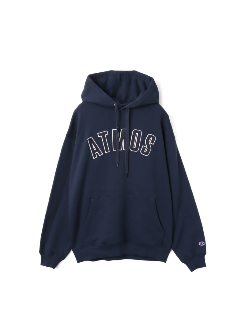 atmos Champion x atmos Super Fleece Hooded Sweatshirt NAVY アトモス トップス パーカー・フーディー ネイビー【送料無料】｜ Fashion Men