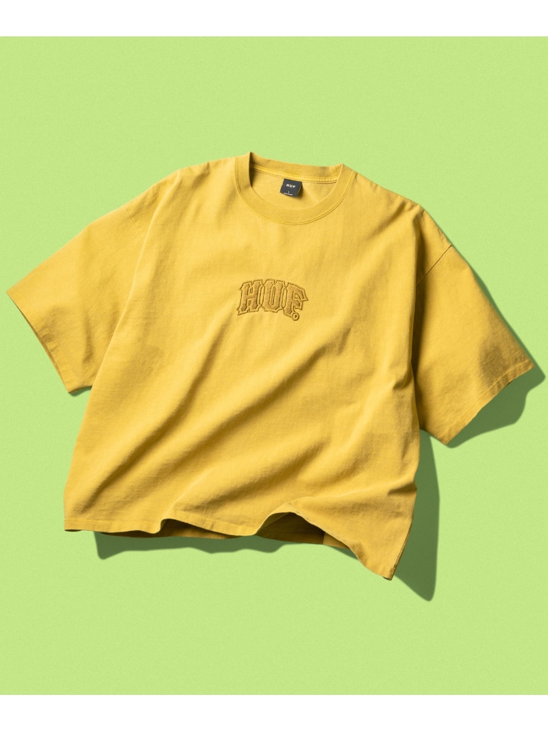 HUF CLASSIC ARCH WIDE CREW / HUF ハフ カットソー ハフ トップス カットソー・プルオーバー 黄色 黒いこと【貨物輸送無料】