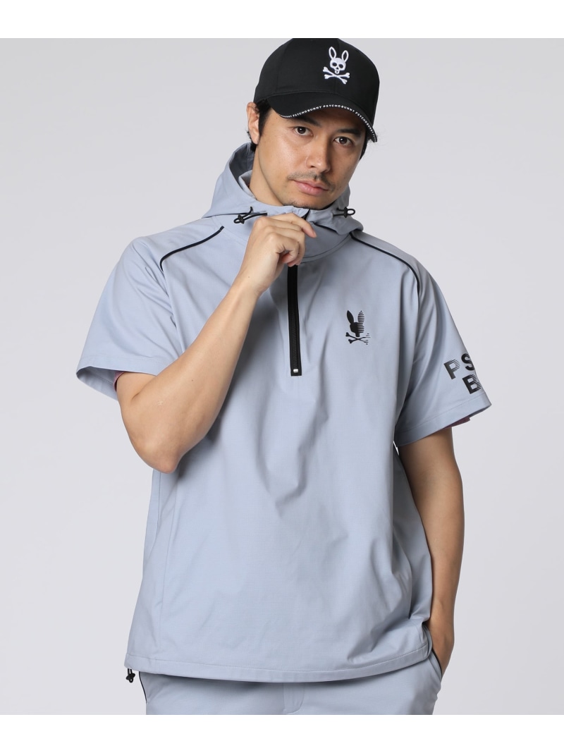 Psycho Bunny [GOLF]スポーティバニー メッシュ半袖フーディ サイコバニー トップス パーカー・フーディー ブラック【送料無料】