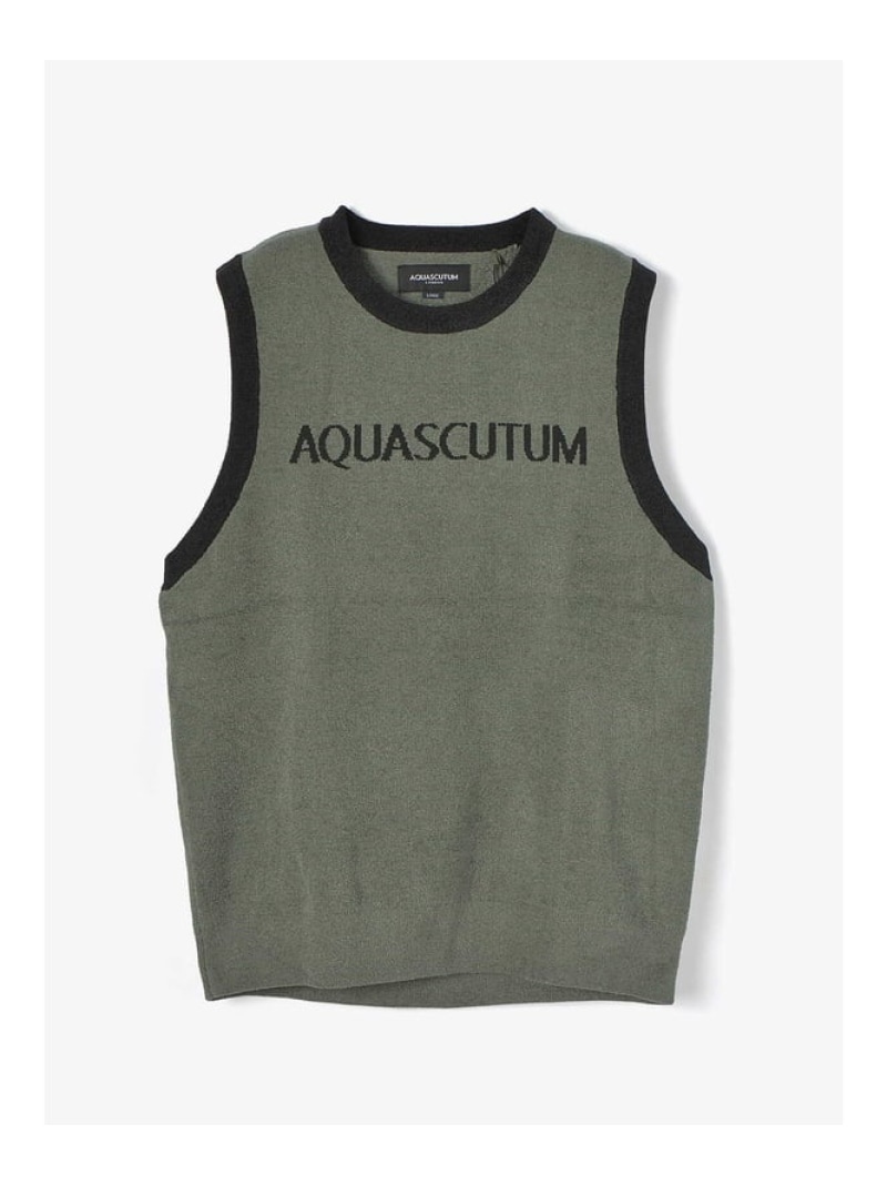 【SALE／50%OFF】Aquascutum GOLF GOLF MEN AQロゴニットベスト アクアスキュータム トップス ニット カーキグリーン ブラック【RBA_E】【送料無料】｜ Fashion Men