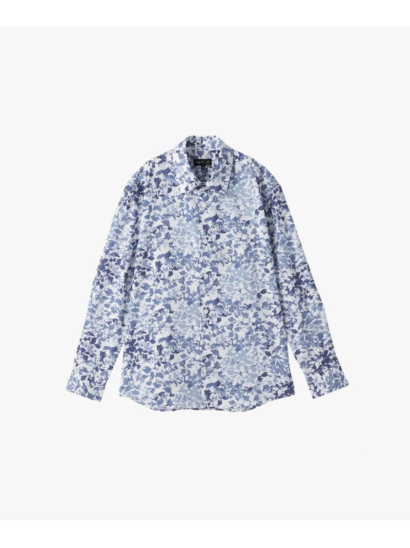 agnes b. HOMME メンズ フラワープリント コットン 長袖 シャツ \