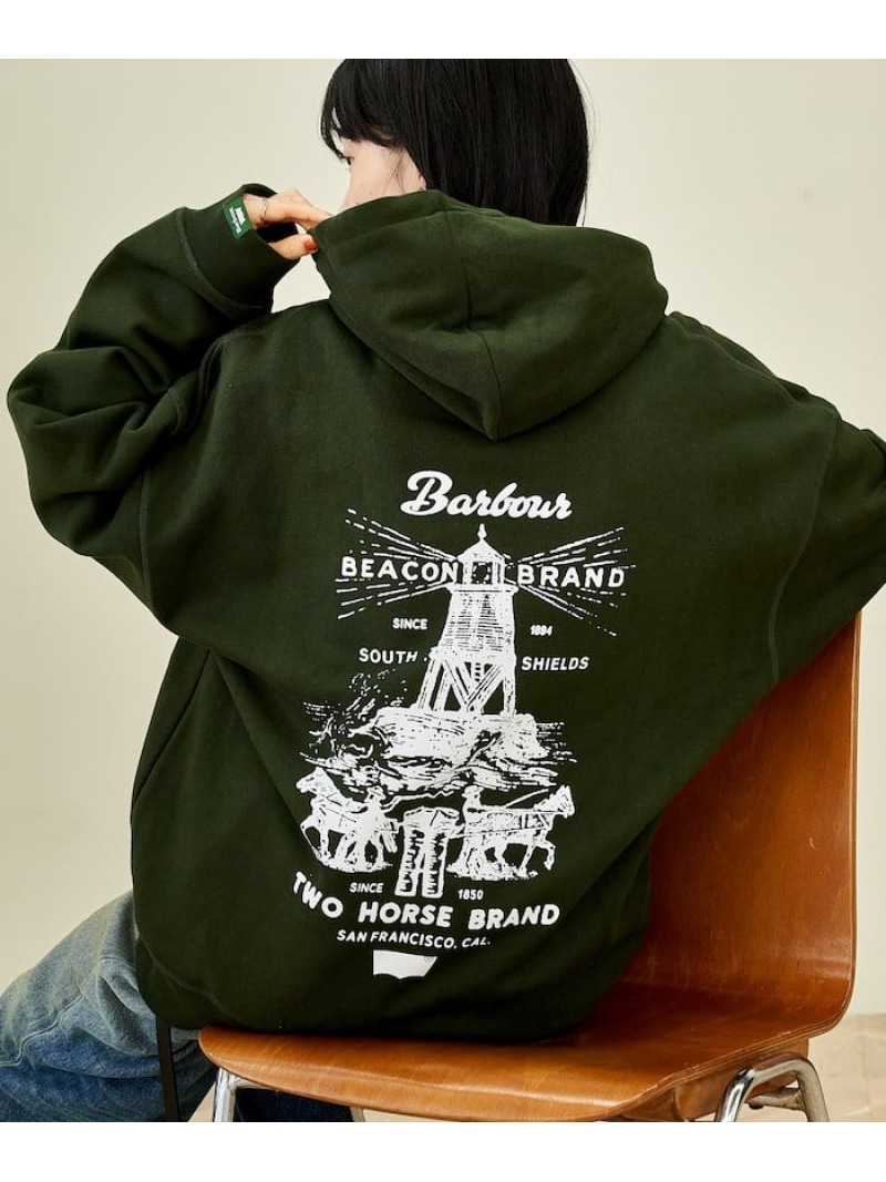 【SALE／45%OFF】Barbour Levi\u0027s × Barbour Graphic Hoodie/リーヴァイズジーンズ × バブアー グラフィック フーディ 25AW フリークスストア トップス スウェット・トレーナー 緑であること ベージュ【RBA_E】【貨物輸送無料】