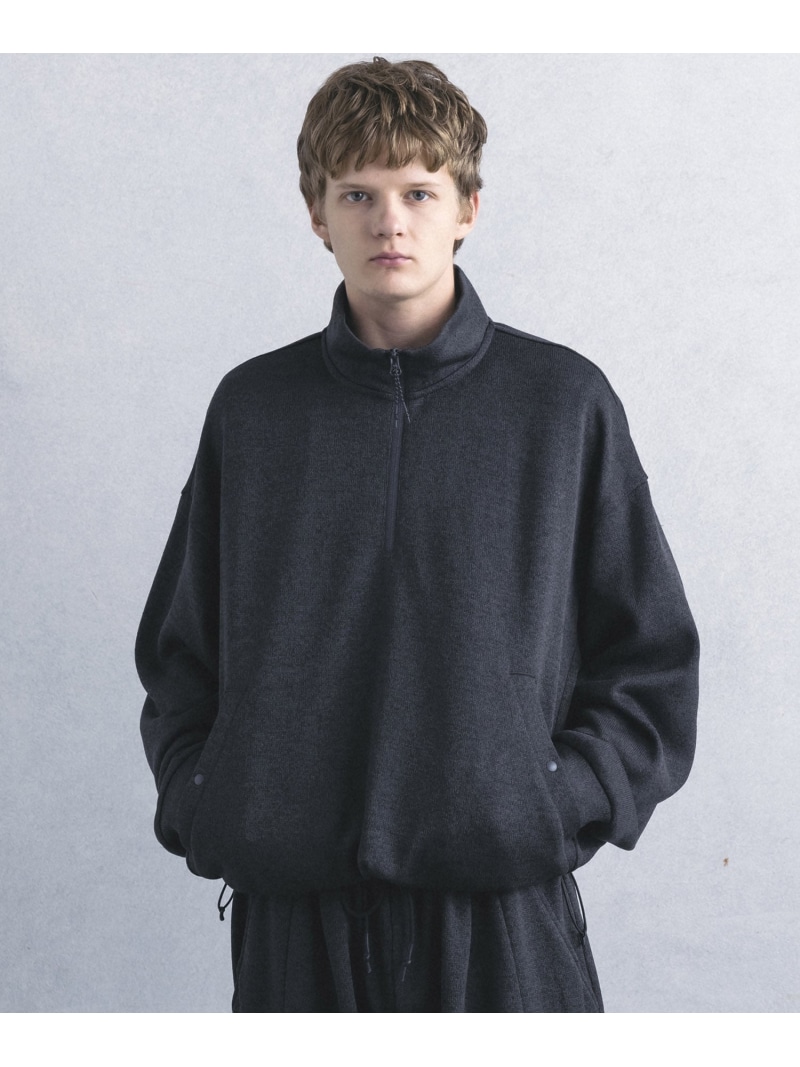 【SALE／20%OFF】+phenix +phenix プラスフェニックス ハーフジップ フリース プルオーバー シフォン トップス スウェット・トレーナー グレー ブラック【RBA_E】【送料無料】