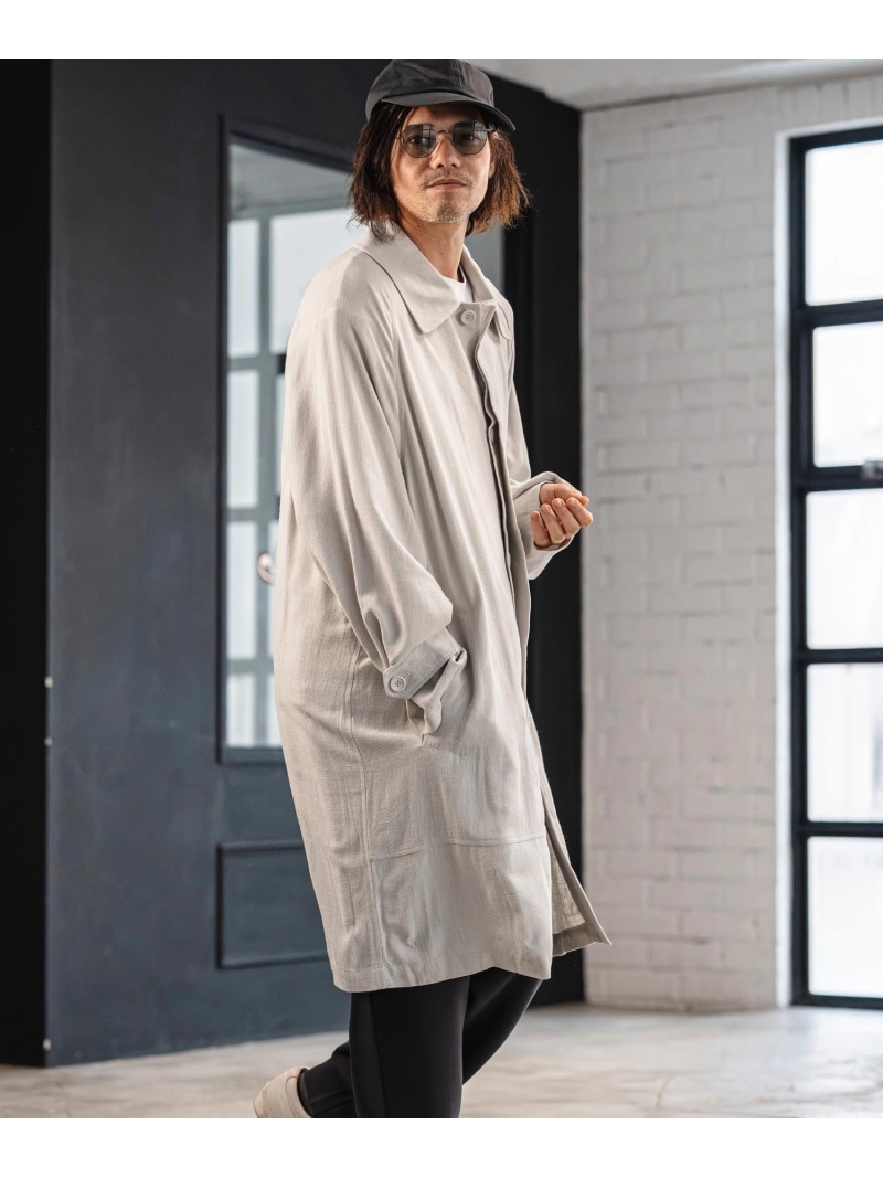 CAMBIO mj11353-Rayon Linen Soutien Collar Shirt Coat プルオーバー厚地の外套 カンビオ ジャケット・アウター 余分の物のジャケット・アウター ベージュ 黒いこと【貨物輸送無料】