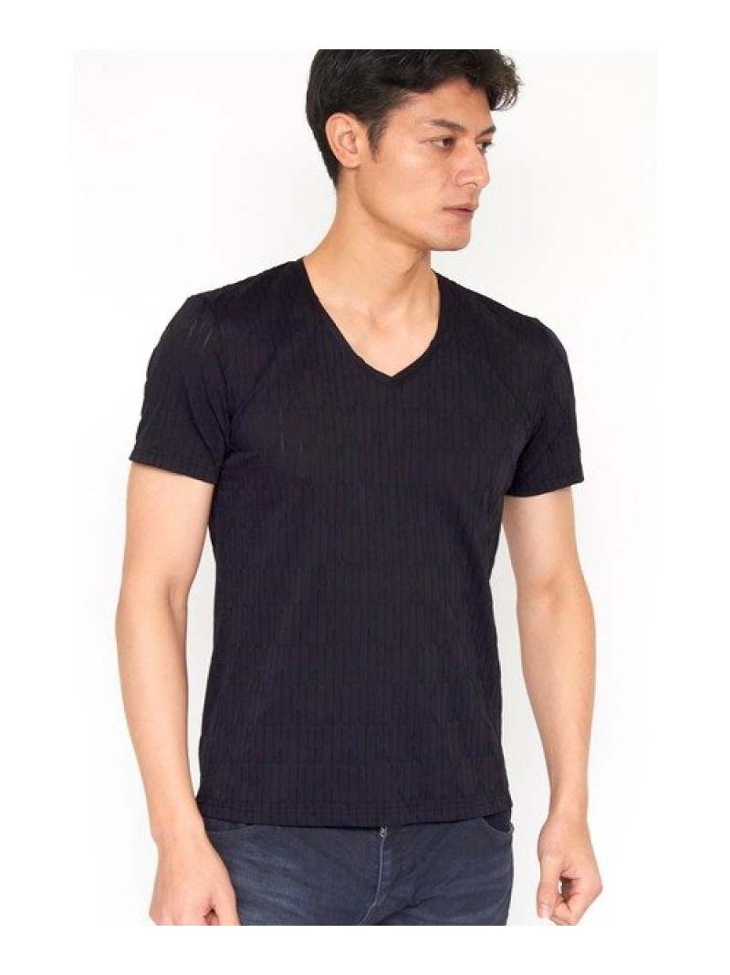 【SALE／30%OFF】TORNADO MART TORNADO MART∴ダイヤプリーツタックJQ半袖Vネックカットソー トルネードマート トップス カットソー・Tシャツ ブラック ホワイト ブルー【RBA_E】【送料無料】