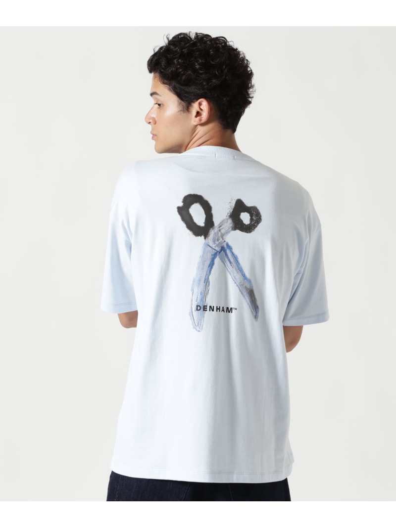 ROYAL FLASH DENHAM/デンハム/WATER PAINTING SCISSOR TEE ロイヤルフラッシュ トップス カットソー・Tシャツ ホワイト【送料無料】