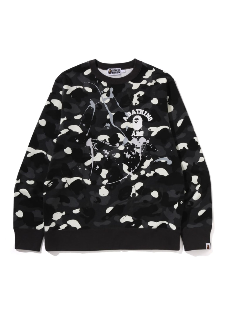 A BATHING APE CITY CAMO PAINTING CREWNECK SWEATSHIRT ア ベイシング エイプ トップス スウェット・トレーナー ブラック ホワイト【送料無料】