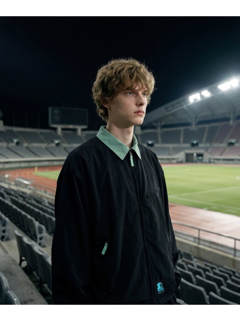 rehacer rehacer/(M)× STARTER Track Zip Blouson レアセル ジャケット・アウター ブルゾン・ジャンパー グリーン ブラック【送料無料】