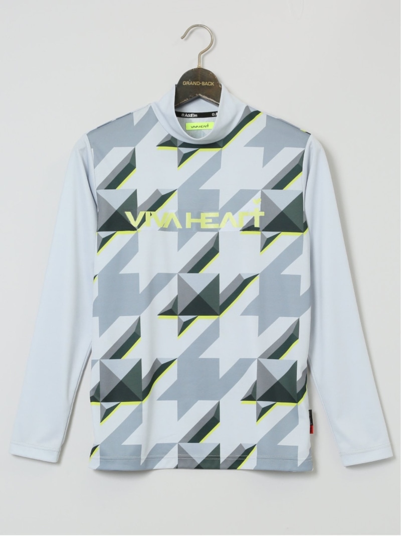 GRAND-BACK 【大きいサイズ】ビバハート/VIVA HEART 3D千鳥 モックネック 長袖Tシャツ タカキュー トップス カットソー・Tシャツ グレー ブラック【送料無料】