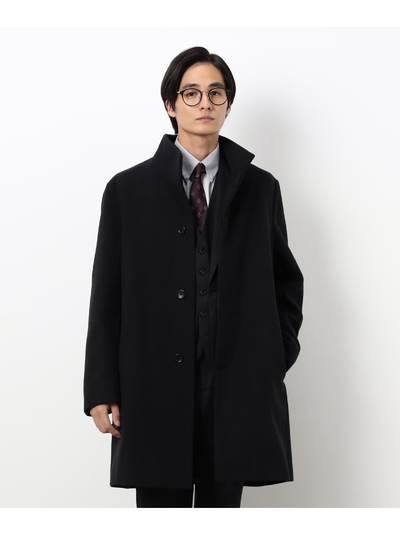 【SALE／46%OFF】COMME CA ISM 羊毛雑ぜ合わせる メルトン イタリアン色つや 厚地の外套 コムサイズム ジャケット・アウター 余分の物のジャケット・アウター 黒いこと カーキ緑であること【RBA_E】【貨物輸送無料】
