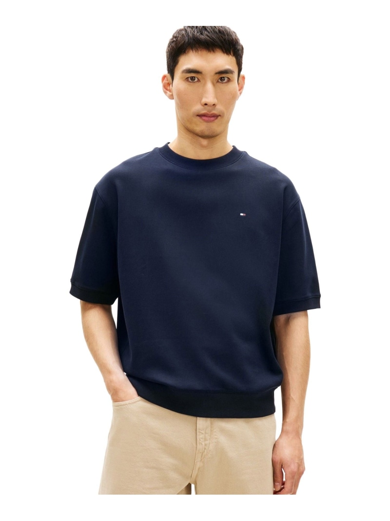 TOMMY HILFIGER ダブルニットショートスリーブスウェットシャツ トミーヒルフィガー トップス スウェット・トレーナー 白いこと 米国海軍【貨物輸送無料】