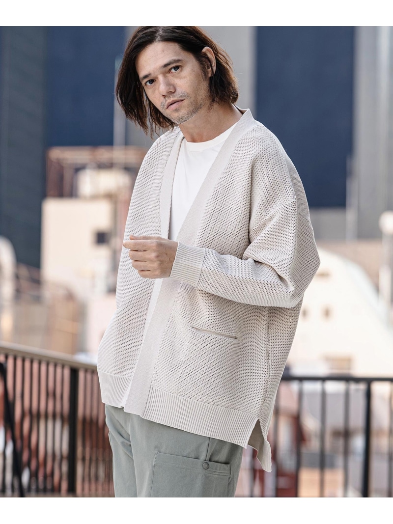 CAMBIO μg3761-Airy Sheer Knit Buttonless Cardigan 編み物ジレー カンビオ トップス ジレー 青色 黒いこと 薄墨色【貨物輸送無料】