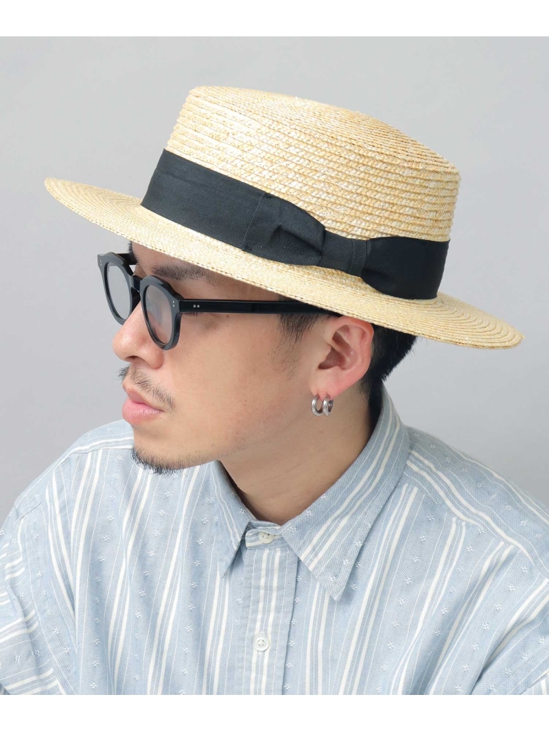 ReqHatter ハット カンカン帽 メンズ レディース 麦わらハット 麦わら帽子 ツバ広 深め エー.エム.エス. 帽子 ハット ベージュ【送料無料】