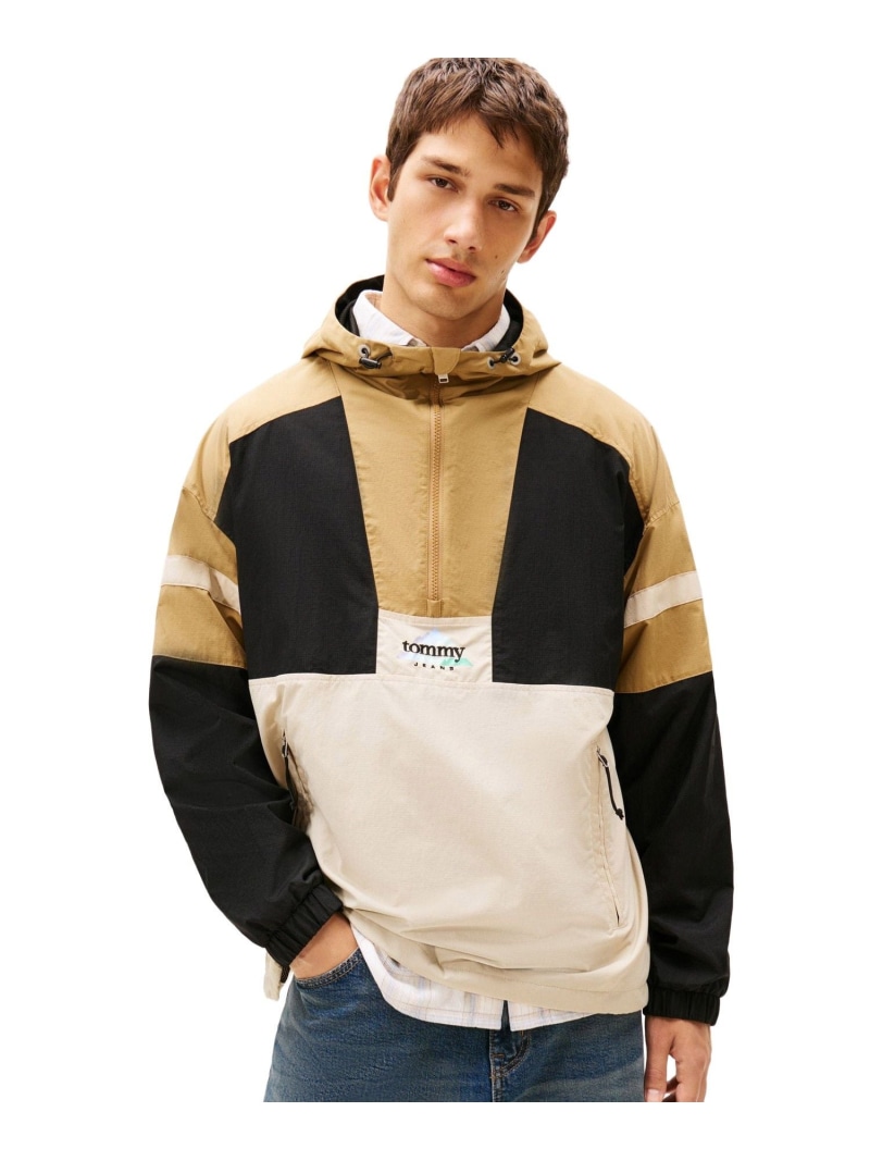 TOMMY JEANS ライトウェイトナイロンアノラック トミーヒルフィガー ジャケット・アウター ナイロンジャケット ブルー ブラウン【送料無料】