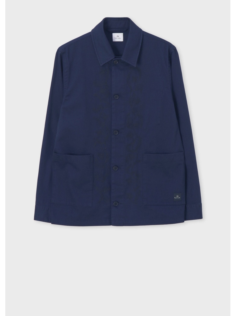 PS Paul Smith ヘリテージツイル エンブロイダリー カバーオール ポール・スミス トップス シャツ・ブラウス ネイビー ブラウン【送料無料】| Fashion Men
