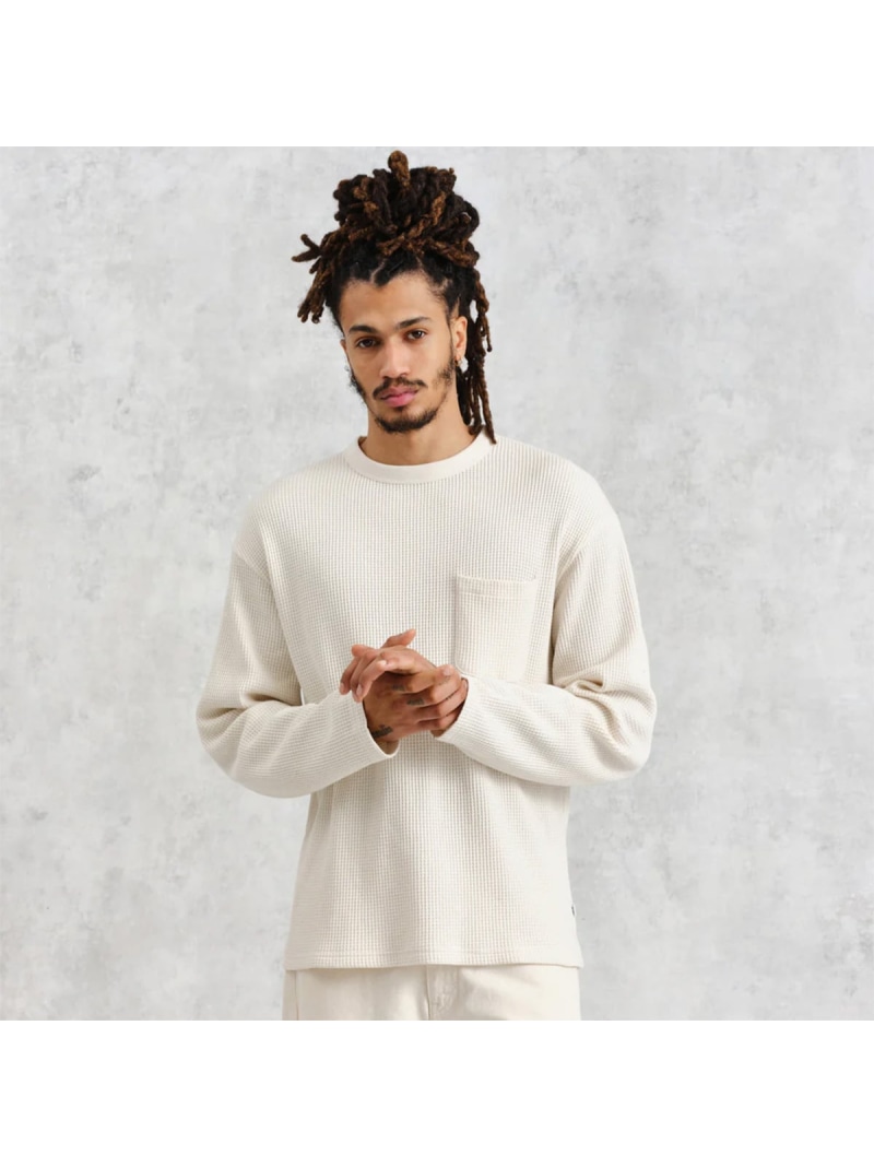 Wax London ムーア ロングスリーブTシャツ ヘビーワッフル ワックスロンドン トップス カットソー・Tシャツ ホワイト【送料無料】