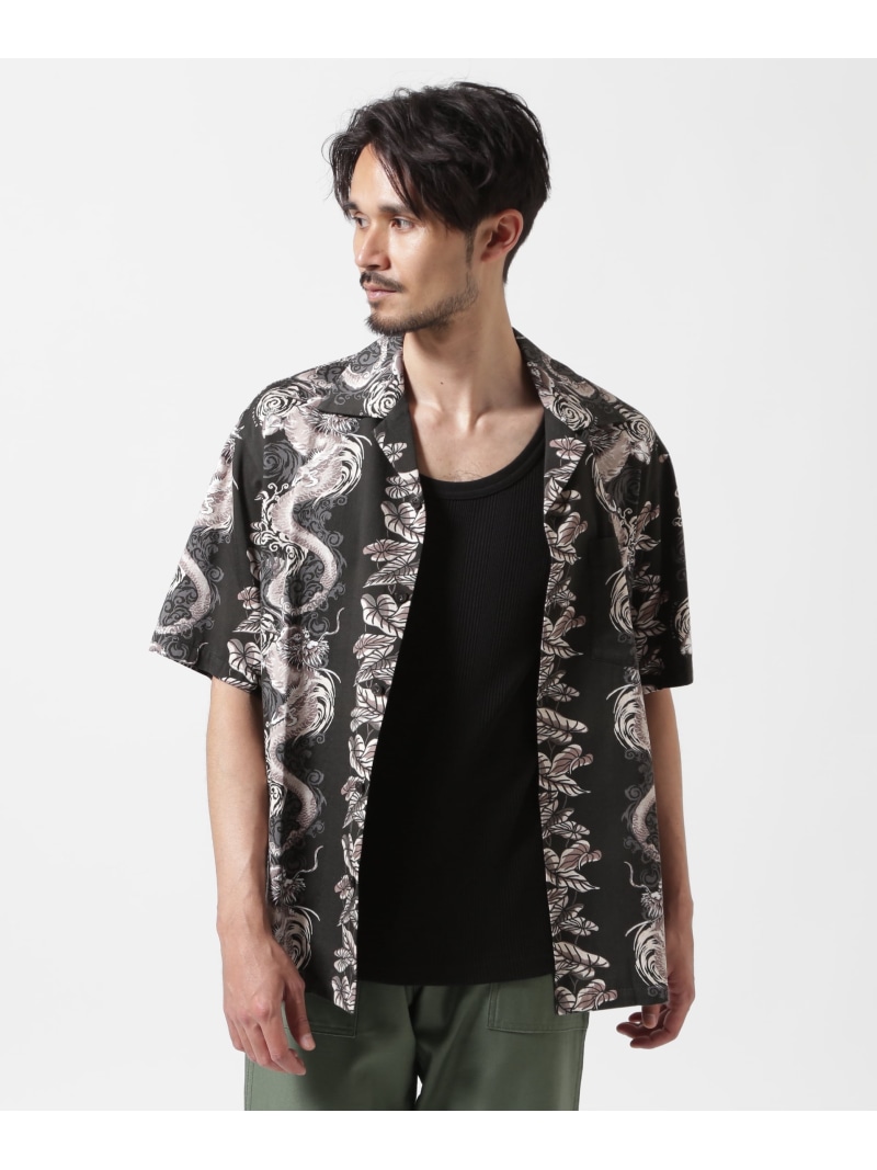 【SALE／30%OFF】AVIREX 《WEB&DEPOT限定》ALOHA SHIRT DRAGON RISE / アロハシャツ ドラゴンライズ / AVIREX アヴィレックス トップス シャツ・ブラウス ブルー ベージュ ブラック【RBA_E】【送料無料】