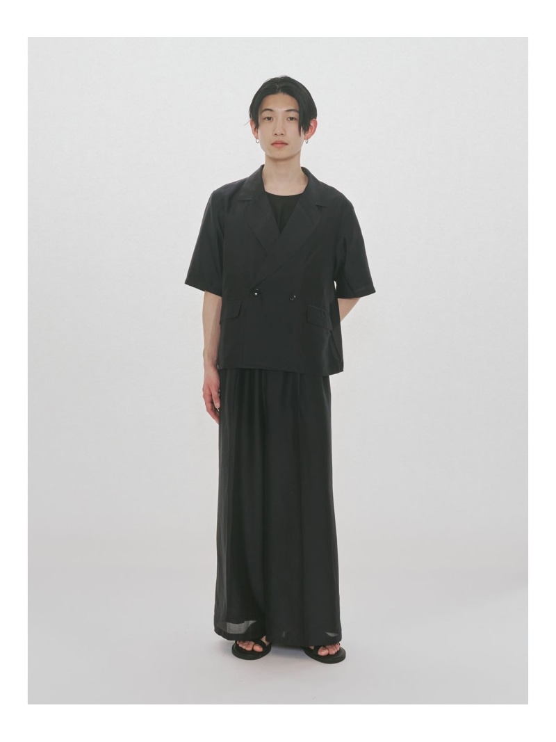 MIDIUMISOLID MIDIUMISOLID Men's シアーストレートスラックス マーコート パンツ その他のパンツ ブラック ネイビー【送料無料】｜ Fashion Men