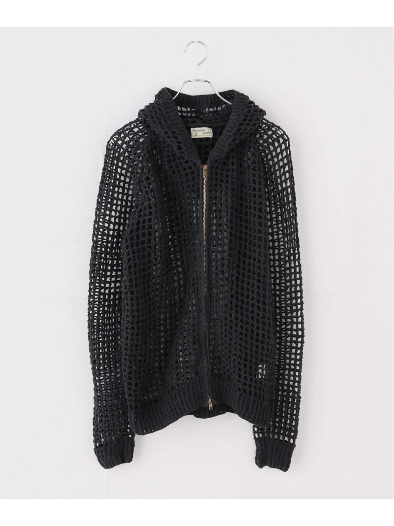 JOINT WORKS MacMahon Knitting Mills / マクマホンニッティングミルズ Mesh Zip Hooded ジョイントワークス トップス ニット ホワイト ブラック【送料無料】