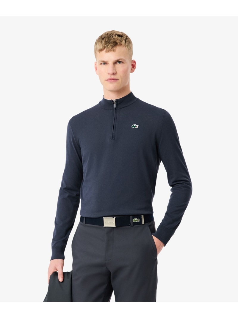 【SALE／30%OFF】LACOSTE ヒートレギュレーティングハーフジップゴルフニット ラコステ トップス ニット ホワイト ネイビー【RBA_E】【送料無料】｜ Fashion Men