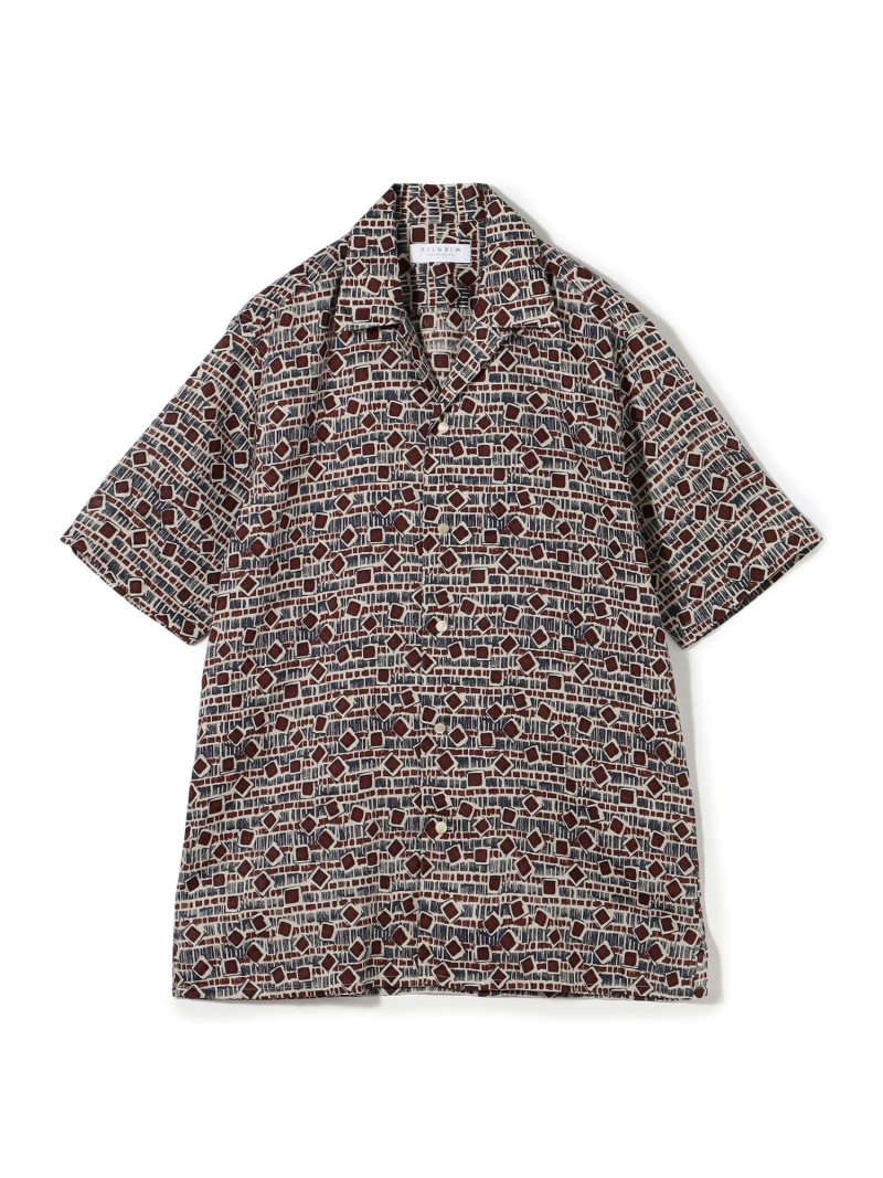 【SALE／30%OFF】TOMORROWLAND MEN リネン バティック オープンカラーハーフスリーブシャツ トゥモローランド トップス シャツ・ブラウス ブルー ピンク【RBA_E】【送料無料】