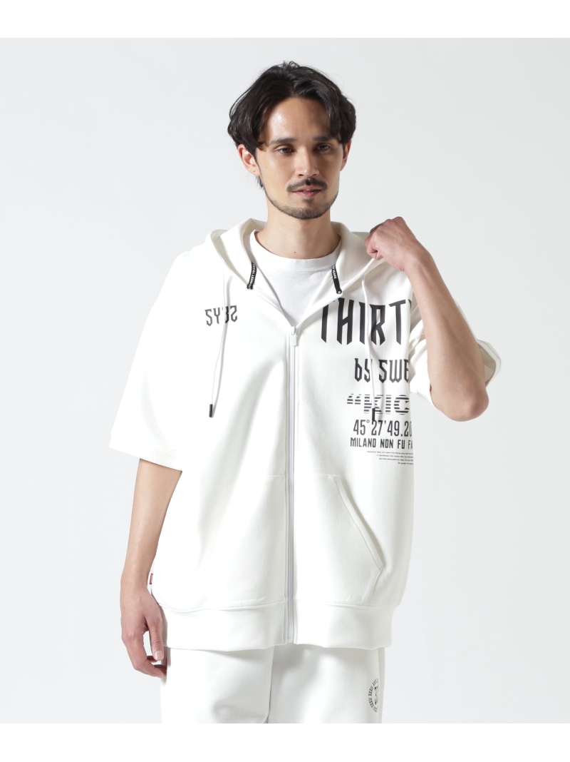 ROYAL FLASH SY32 by SWEET YEARS /エスワイサーティトゥ バイ スィートイヤーズ/ACTIVE S/S ZIP HOODIE ロイヤルフラッシュ トップス パーカー・フーディー ブラック ホワイト【送料無料】｜ Fashion Men