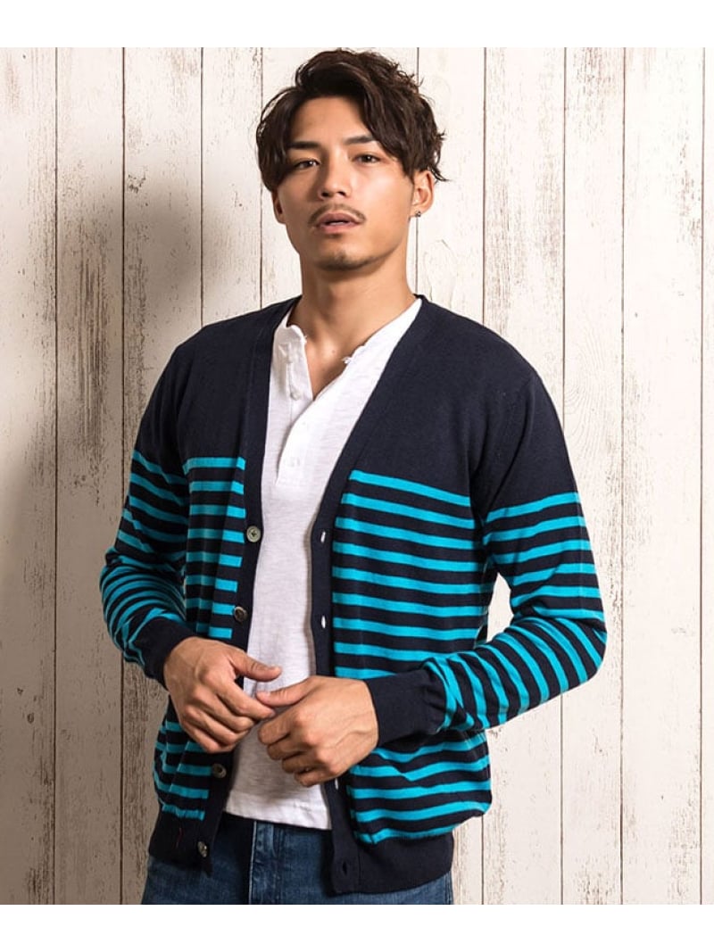【SALE/5%OFF】SB select FREEDEE UN OLD ボーダーニットカーディガン シルバーバレット トップス カーディガン ホワイト イエロー ネイビー オレンジ【RBA_E】【送料無料】