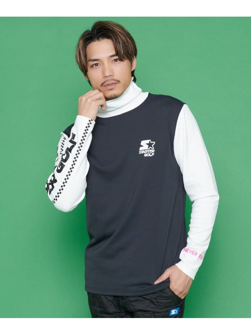 SB select STARTER 裏微起毛 袖ロゴハイネック長袖カットソー シルバーバレット トップス カットソー・Tシャツ グレー ブラック ブルー ホワイト【送料無料】