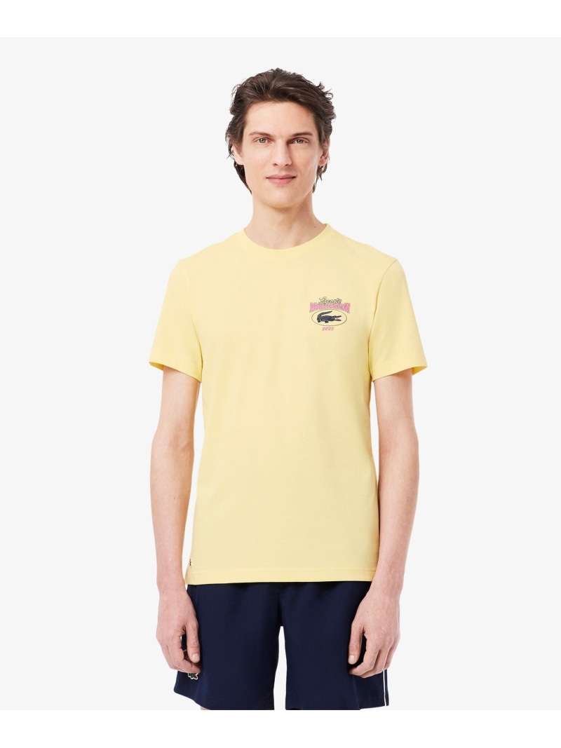 【SALE／30%OFF】LACOSTE 2025マイアミオープンワンポイントプリントTシャツ ラコステ トップス カットソー・Tシャツ イエロー ネイビー【RBA_E】【送料無料】