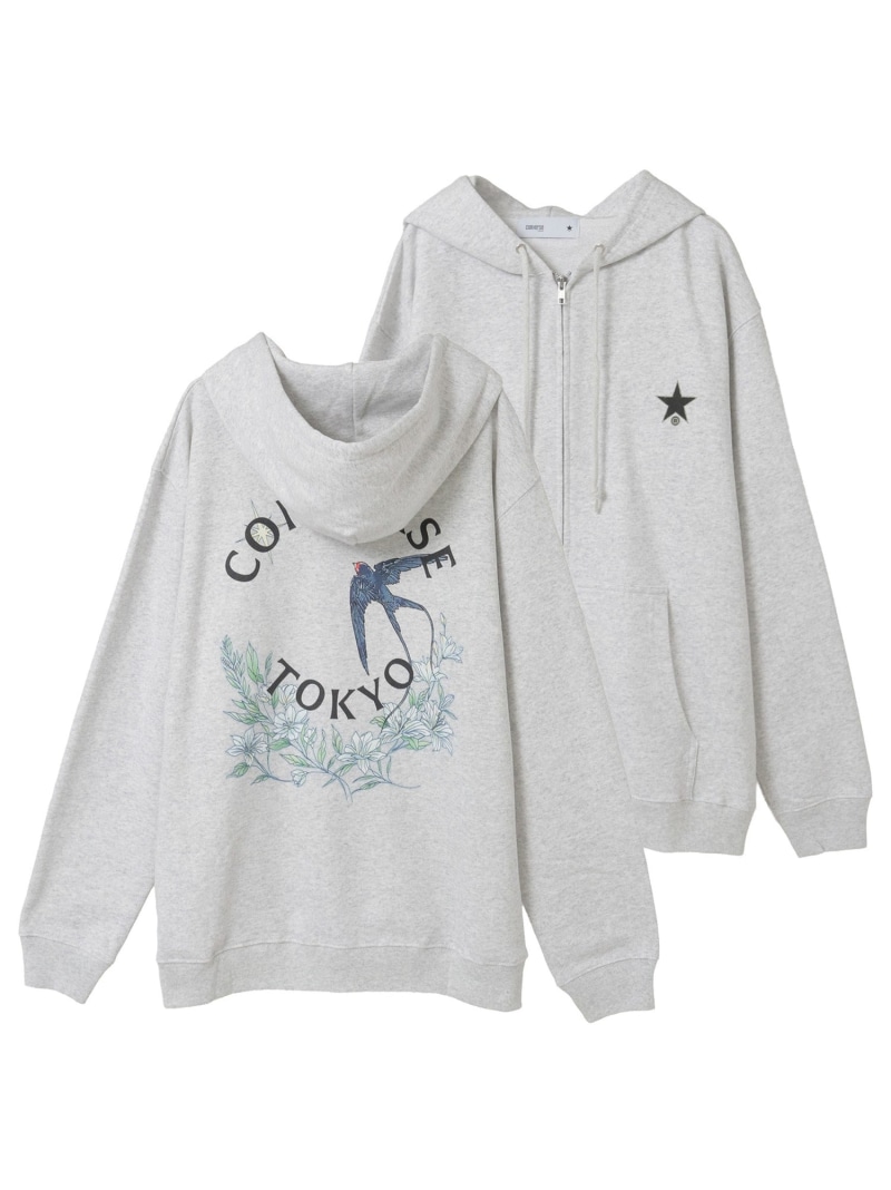 CONVERSE TOKYO FLOWER LOGO ZIP HOODIE コンバーストウキョウ トップス パーカー・フーディー ワインレッド グレー ブラック【送料無料】