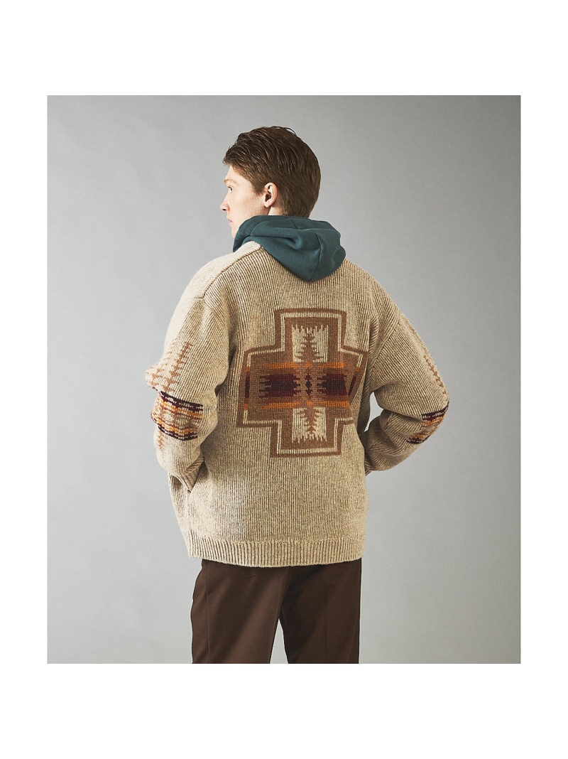 ABAHOUSE LASTWORD 【PENDLETON/ペンドルトン】Shetland Wool Cardigan アバハウス トップス 編み物 ベージュ 黒いこと 白いこと【貨物輸送無料】 メンズファッション-ニット・セーター